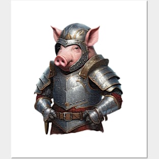 pig knight in shining armour Posters and Art